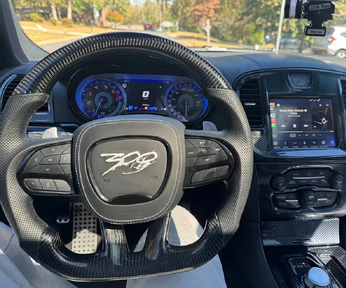 15+ Chrysler 300 carbon fiber steering wheel + airbag cover