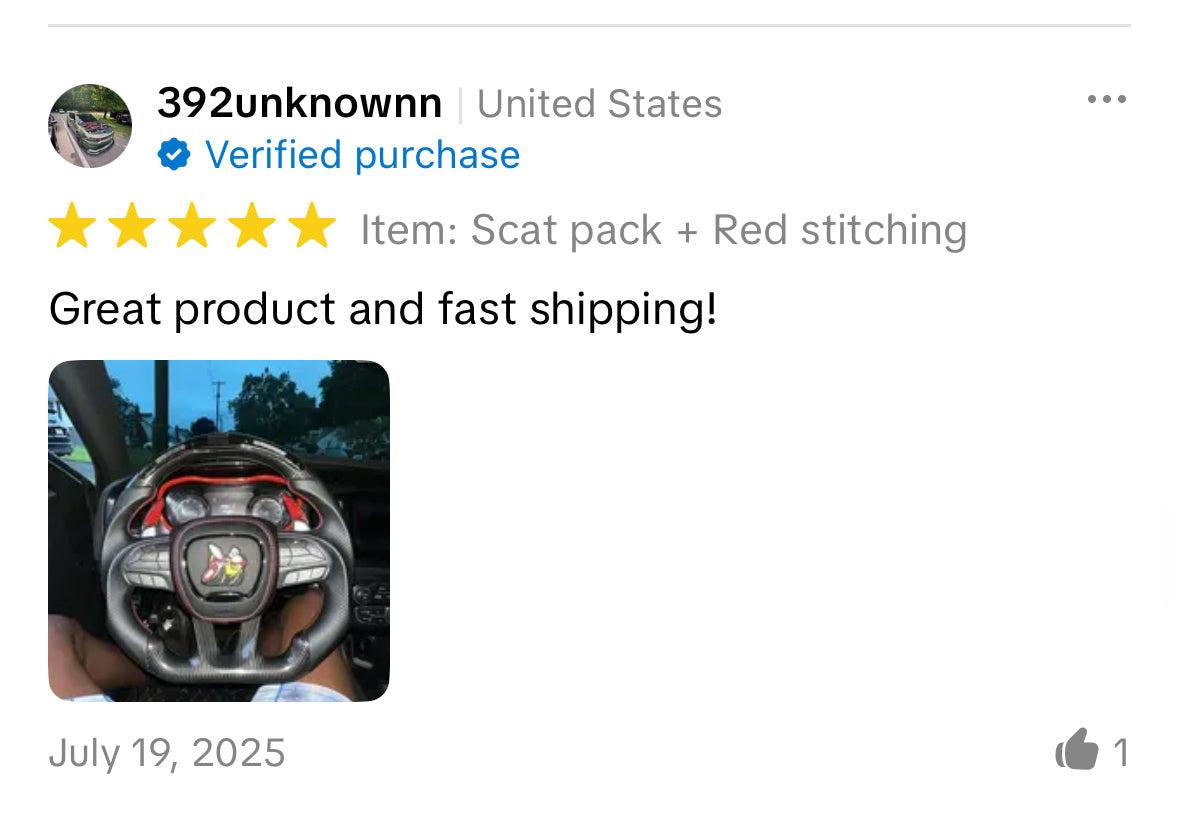 Scat pack bee Airbag cover with red stitching