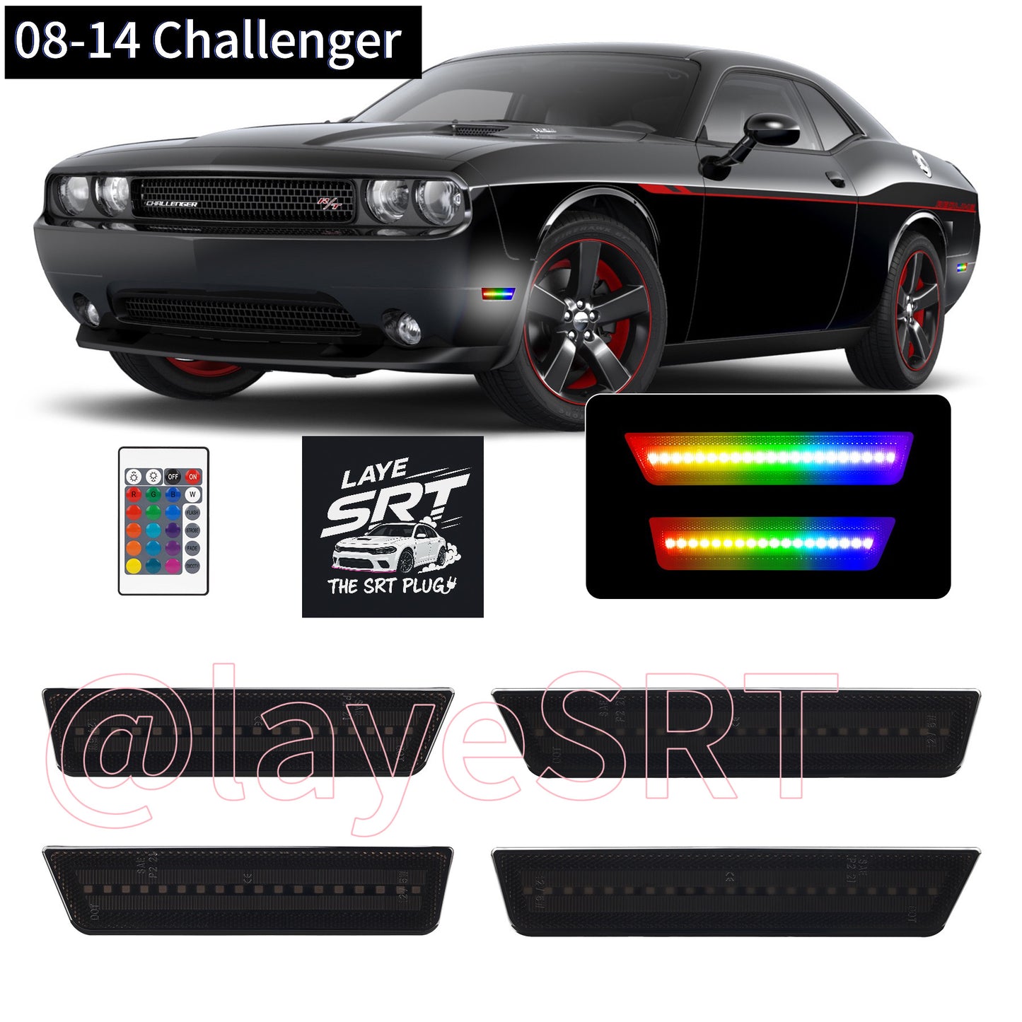RGB Led side marker for Dodge Challenger 2008-14 & 2015-2023( Front+ Rear Bumper)
