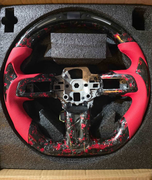 2015-2018 Mustang S550 red forged carbon Steering Wheel + Custom Coyote airbag cover