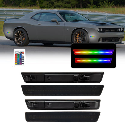 RGB Led side marker for Dodge Challenger 2008-14 & 2015-2023( Front+ Rear Bumper)