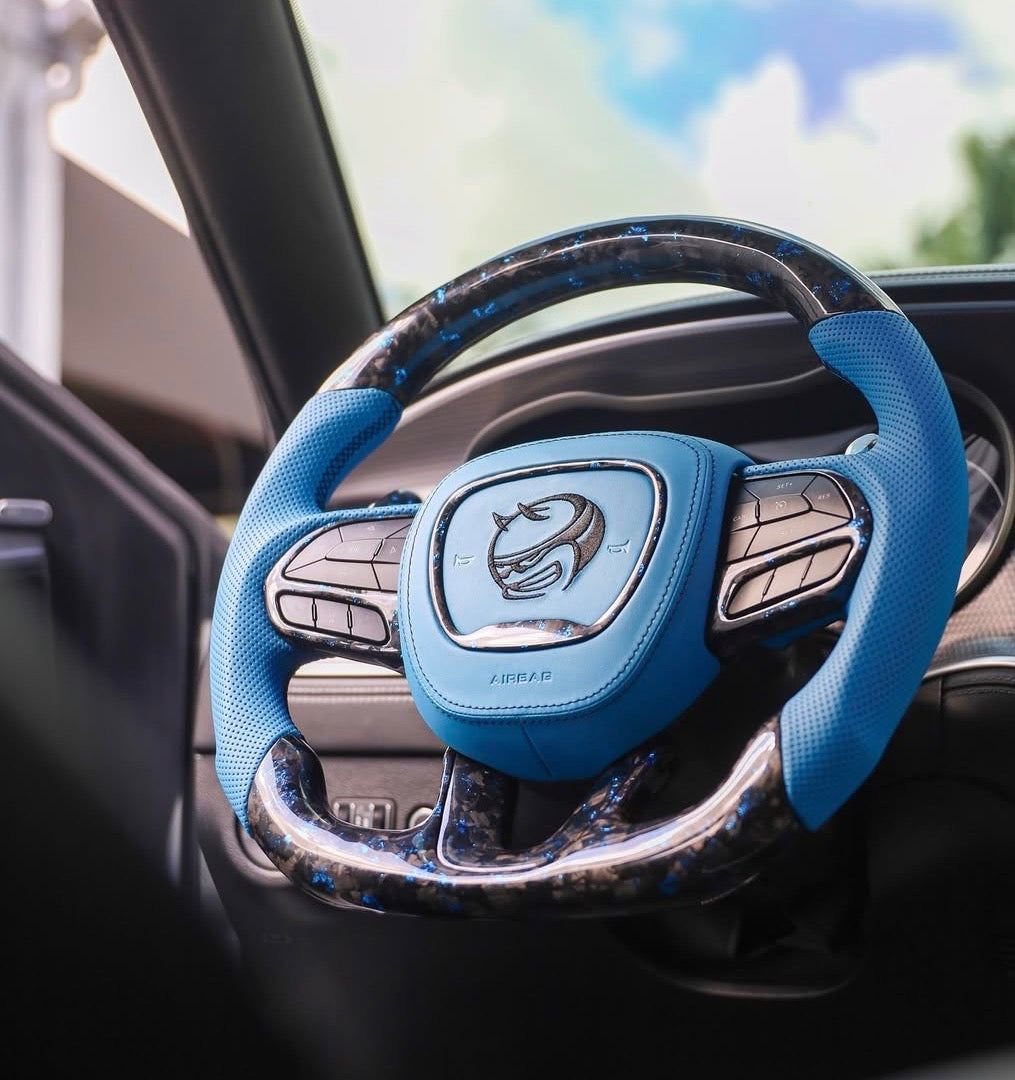 15+ Dodge forged carbon steering wheels with Blue flakes
