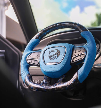 15+ Dodge forged carbon steering wheels with Blue flakes