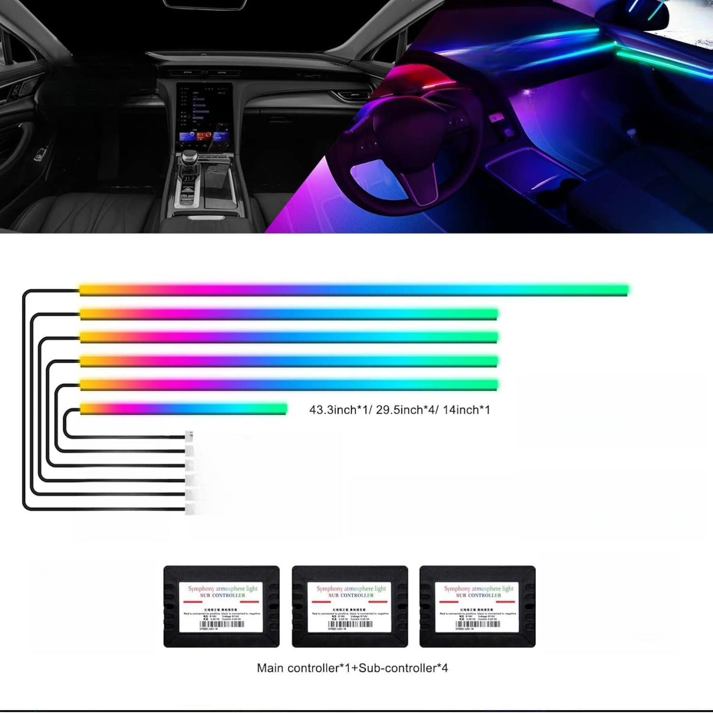 Dreamcolor Acrylic Interior Car Lights, LAYE SRT
Car LED Strip Light with Bluetooth APP, Car Ambient Lighting Kit with RGB 6 in 1 and 175 inches 593 LEDs, 16 Million Colors