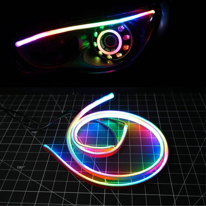 4 Universal Flexible 24 inch DRL Tube Diffused Strips | Multicolor Flow series w/ turn signals