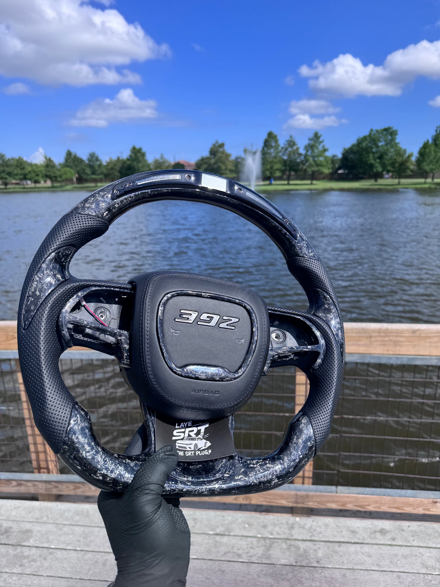 15+ Dodge forged carbon Steering Wheel with led 392 cover