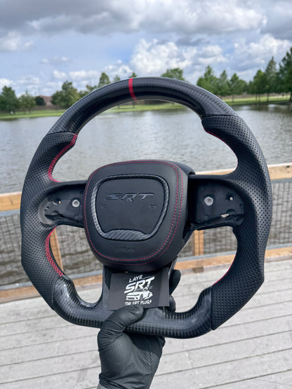 15+ Dodge/Chrysler carbon fiber steering wheel with led SRT cover
