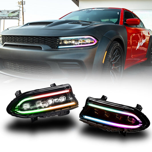 LAYE 2015–2024 Dodge Charger warhorse series LED Headlights w/ Switchback DRL & Amber Sequential Turn Signals