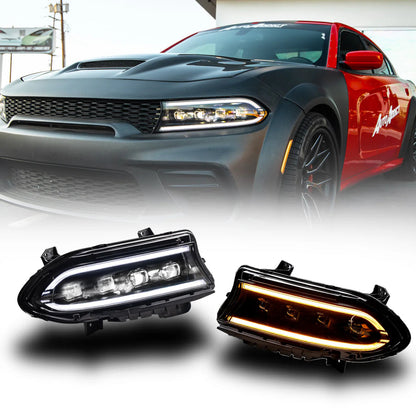LAYE 2015–2024 Dodge Charger warhorse series LED Headlights w/ Switchback DRL & Amber Sequential Turn Signals
