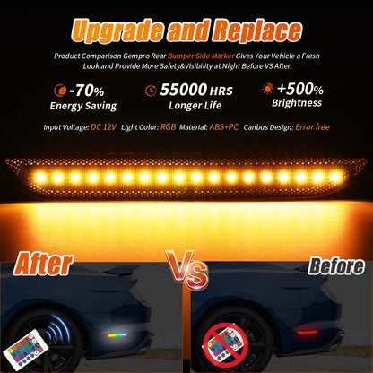 RGB LED Side Marker Lights for Ford Mustang ( 15-25) S550 & S650