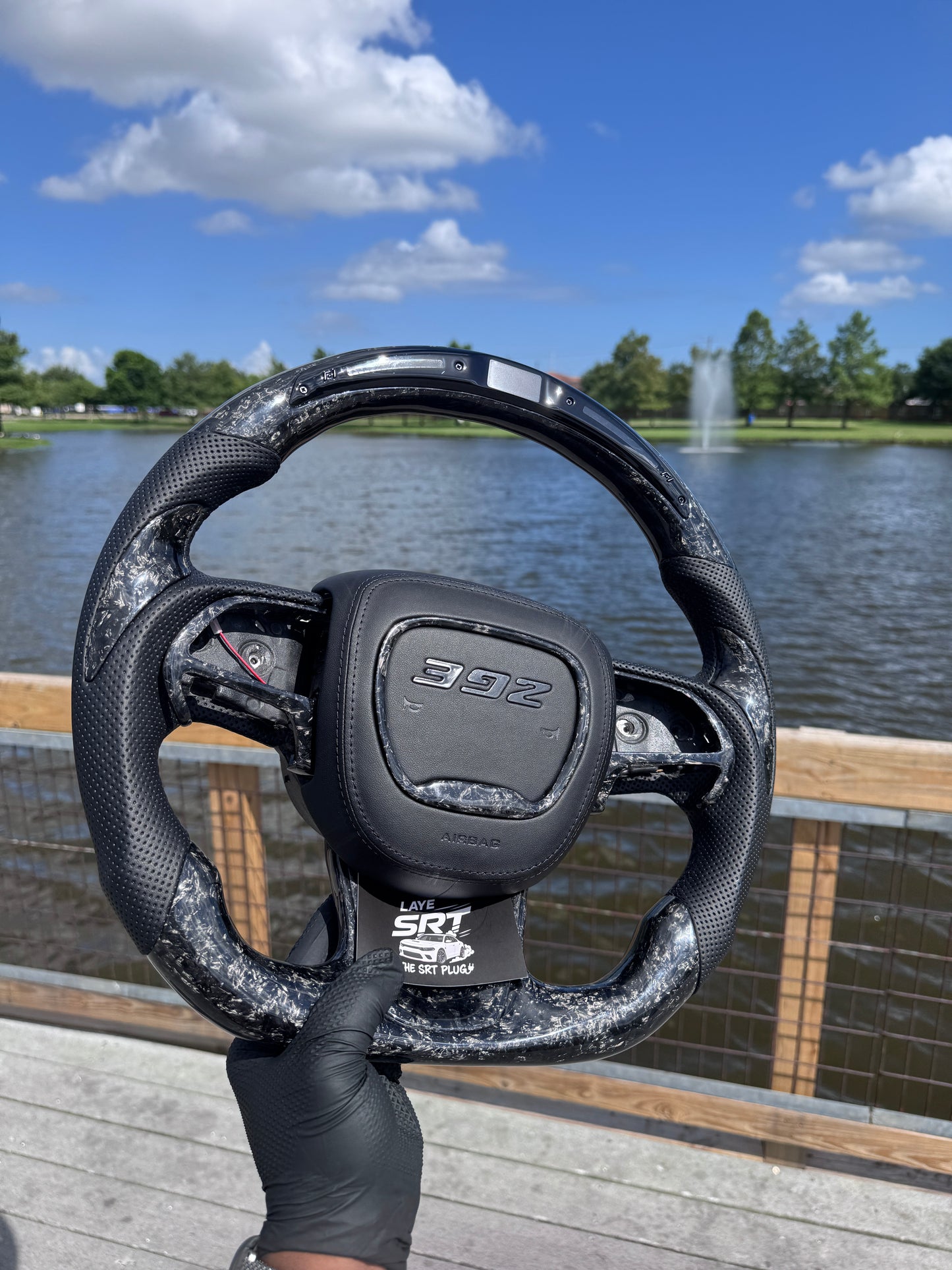 15+ Dodge forged carbon Steering Wheel with led 392 cover