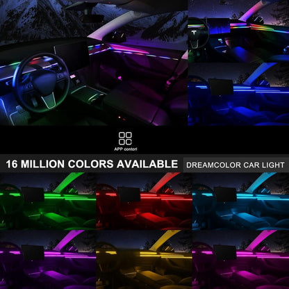 Dreamcolor Acrylic Interior Car Lights, LAYE SRT
Car LED Strip Light with Bluetooth APP, Car Ambient Lighting Kit with RGB 6 in 1 and 175 inches 593 LEDs, 16 Million Colors