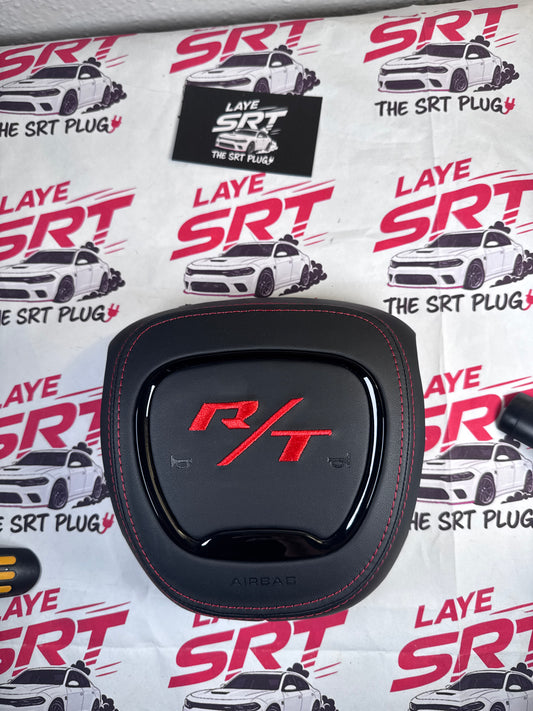 R/T leather airbag cover with red stripes