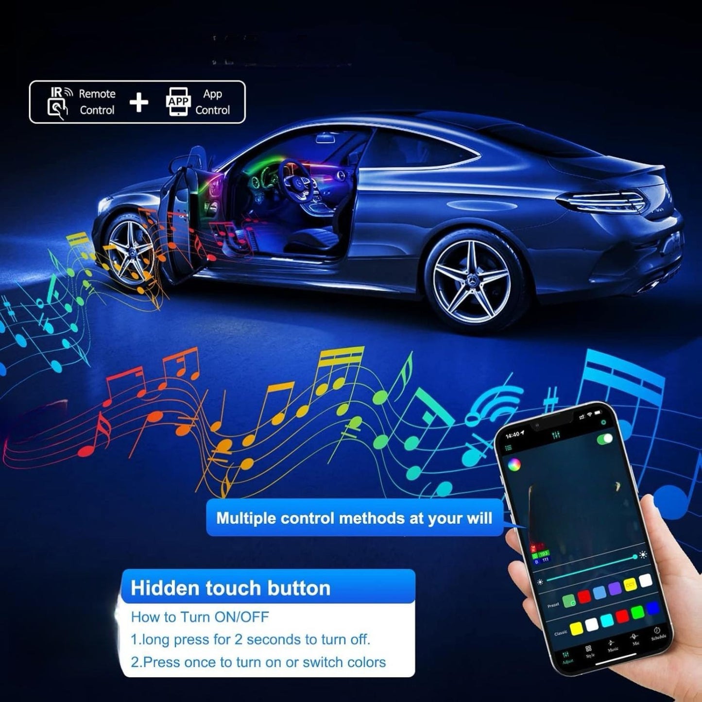 Dreamcolor Acrylic Interior Car Lights, LAYE SRT
Car LED Strip Light with Bluetooth APP, Car Ambient Lighting Kit with RGB 6 in 1 and 175 inches 593 LEDs, 16 Million Colors