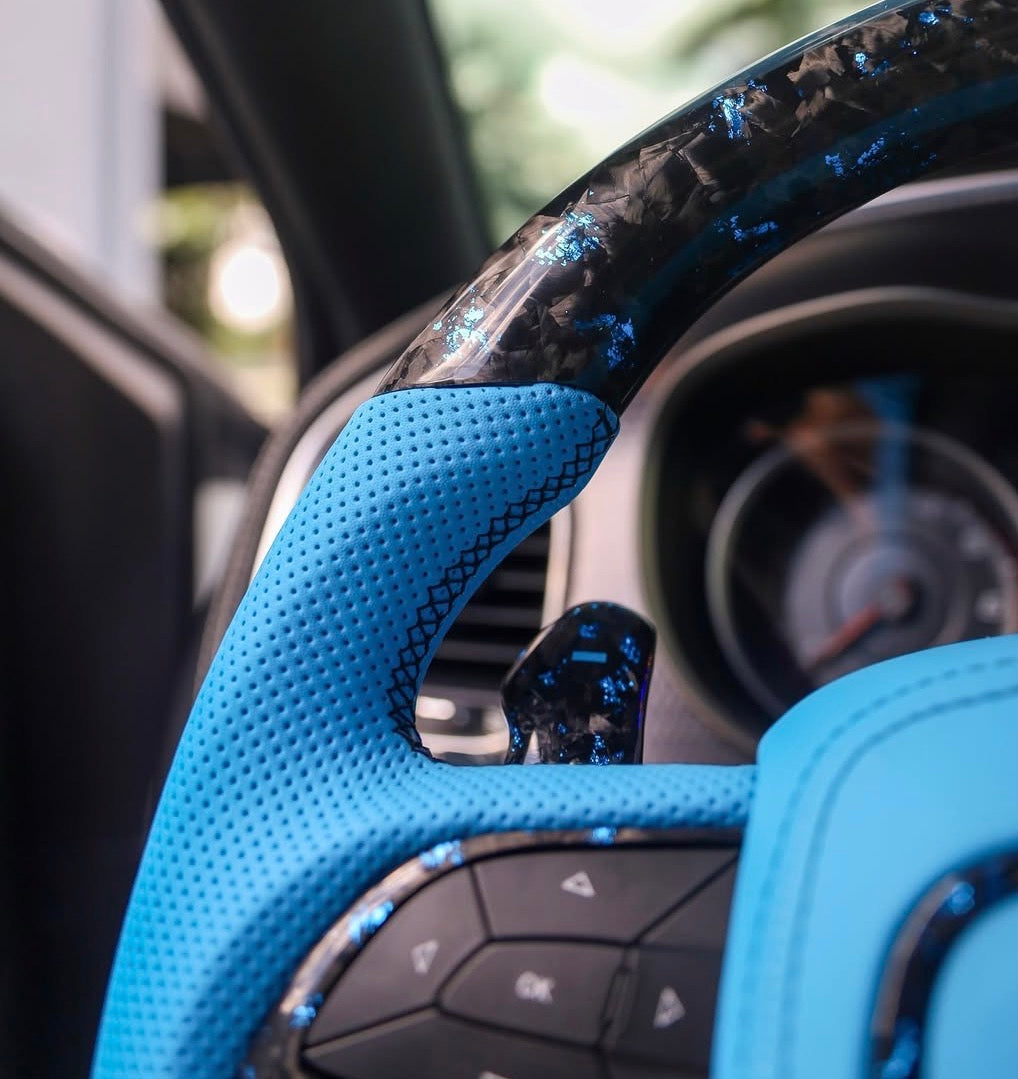 15+ Dodge forged carbon steering wheels with Blue flakes