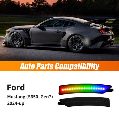 RGB LED Side Marker Lights for Ford Mustang ( 15-25) S550 & S650