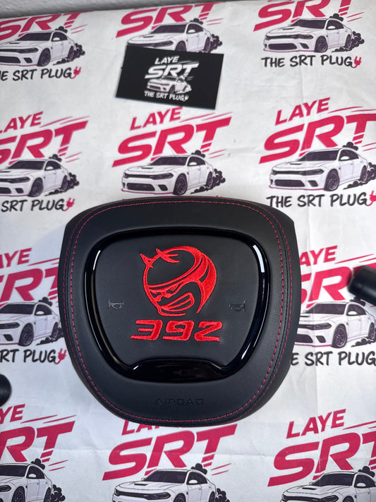 Angry bee 392 leather airbag cover with red stitching