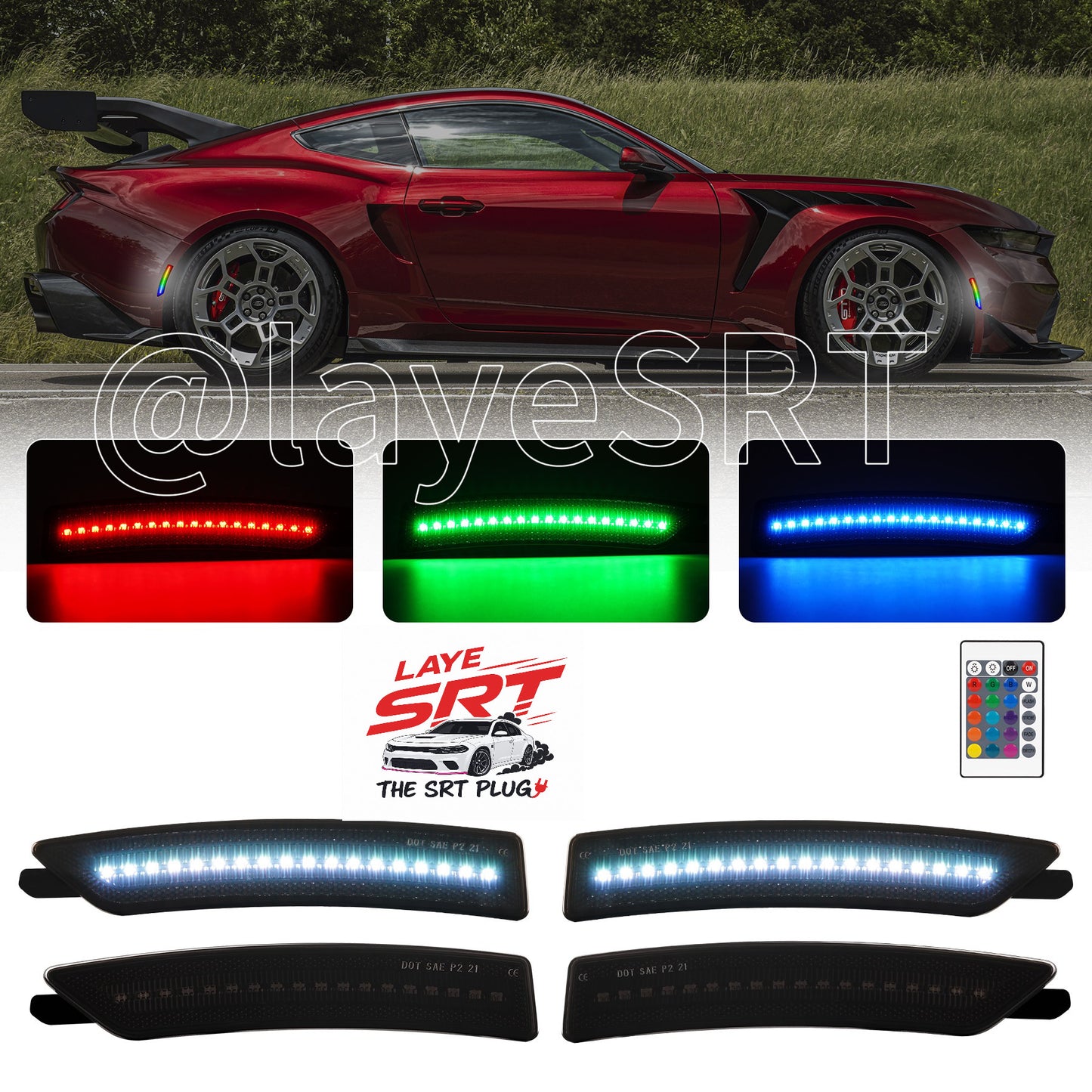 RGB LED Side Marker Lights for Ford Mustang ( 15-25) S550 & S650