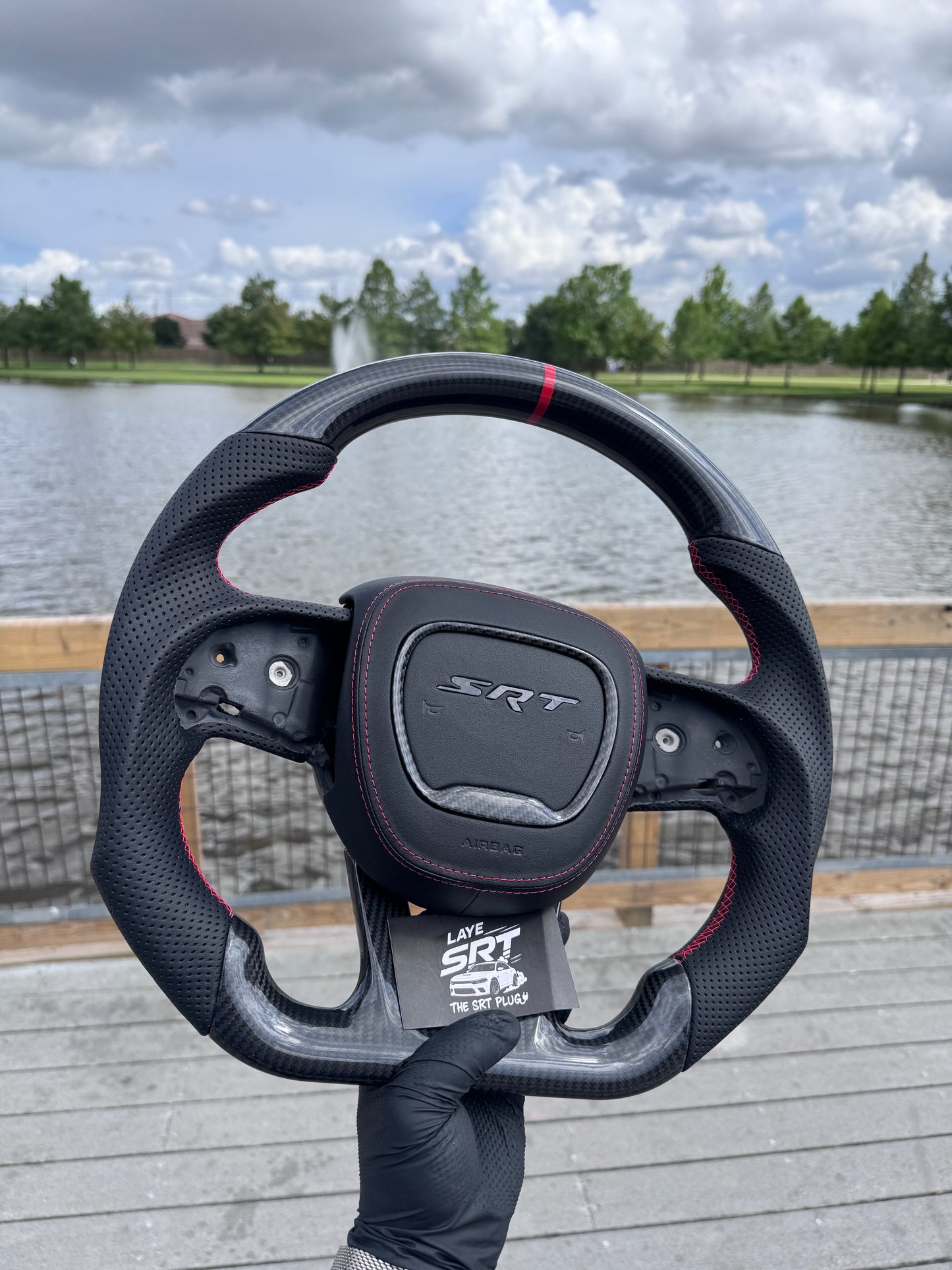 15+ Dodge/Chrysler carbon fiber steering wheel with led SRT cover