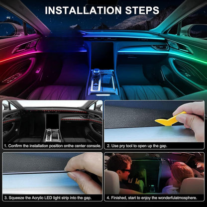 Dreamcolor Acrylic Interior Car Lights, LAYE SRT
Car LED Strip Light with Bluetooth APP, Car Ambient Lighting Kit with RGB 6 in 1 and 175 inches 593 LEDs, 16 Million Colors