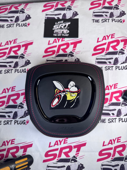 Scat pack bee Airbag cover with red stitching