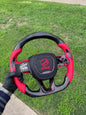 15+ Dodge forged carbon steering wheel with red flakes + Angry bee 392 airbag cover